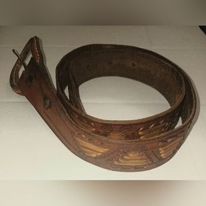 Unisex Handmade in Mexico Brown Leather Belt Size 34